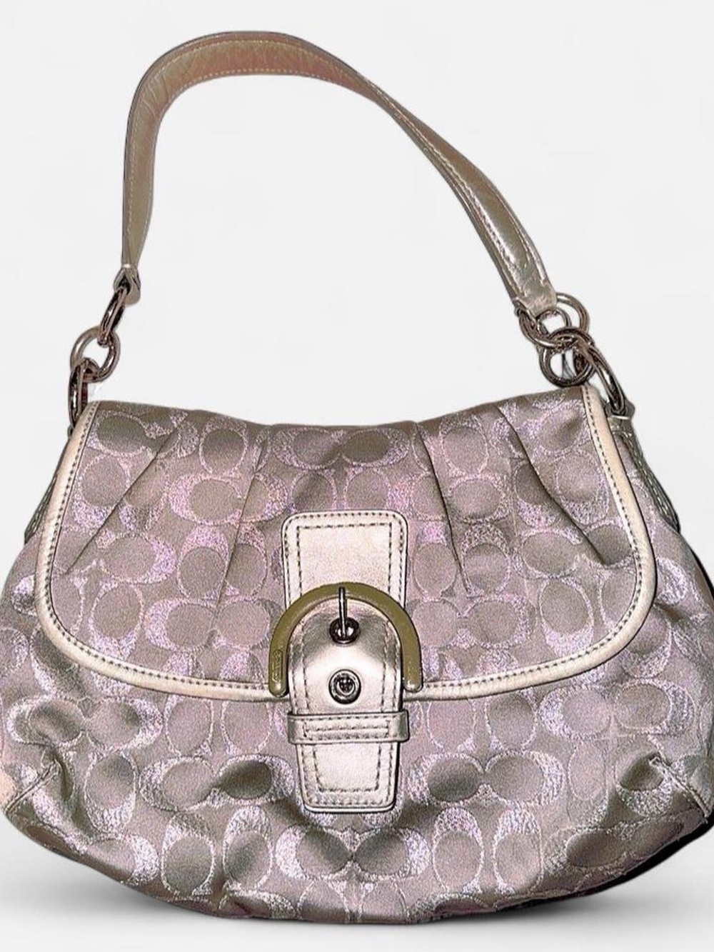Coach Metallic Blush Logo Shoulder Bag